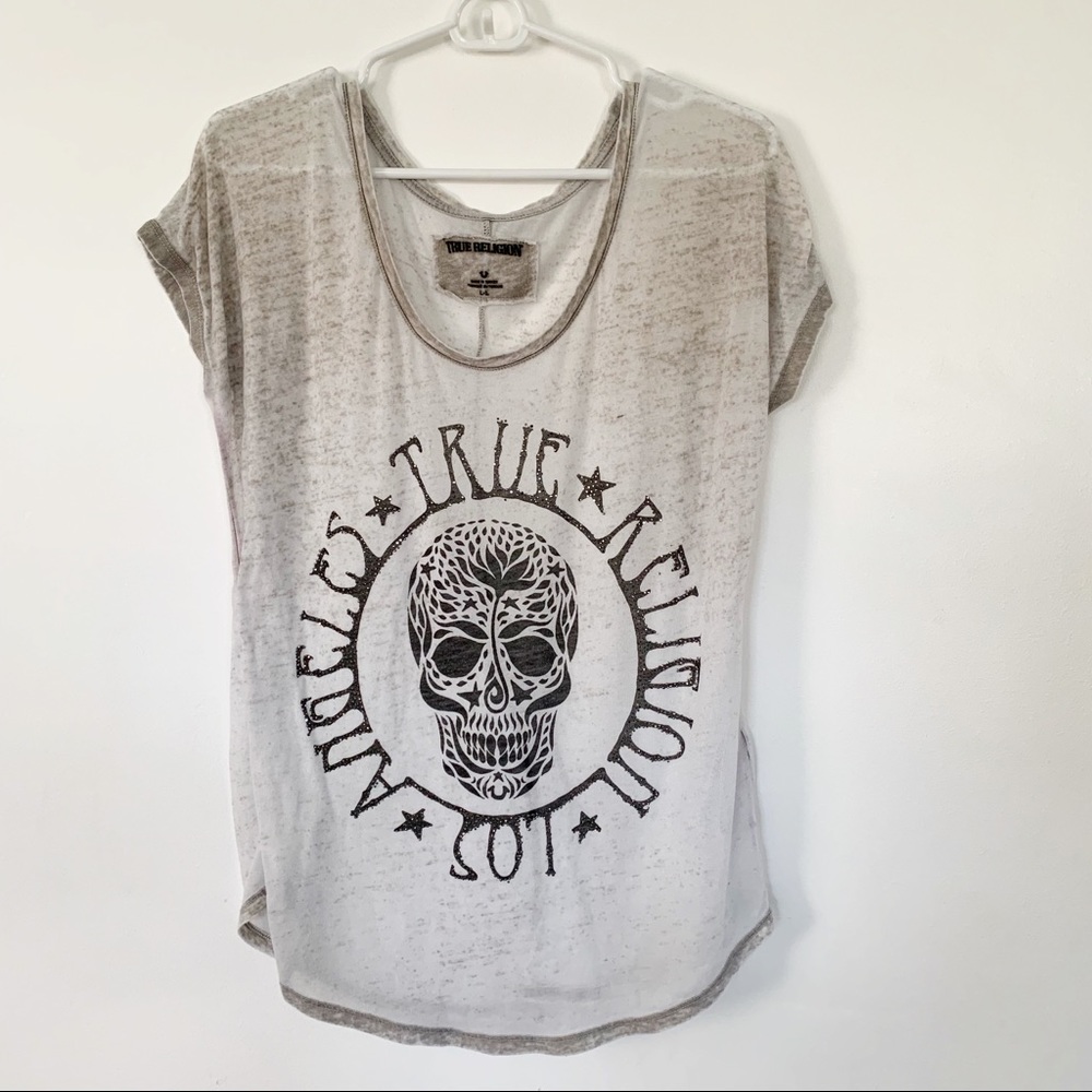 True Religion skull burnout tee Sz L
